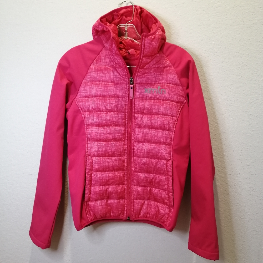 xmtn Girls Lightweight Jacket with Hoodie Pink - Size Youth XL (14/16)